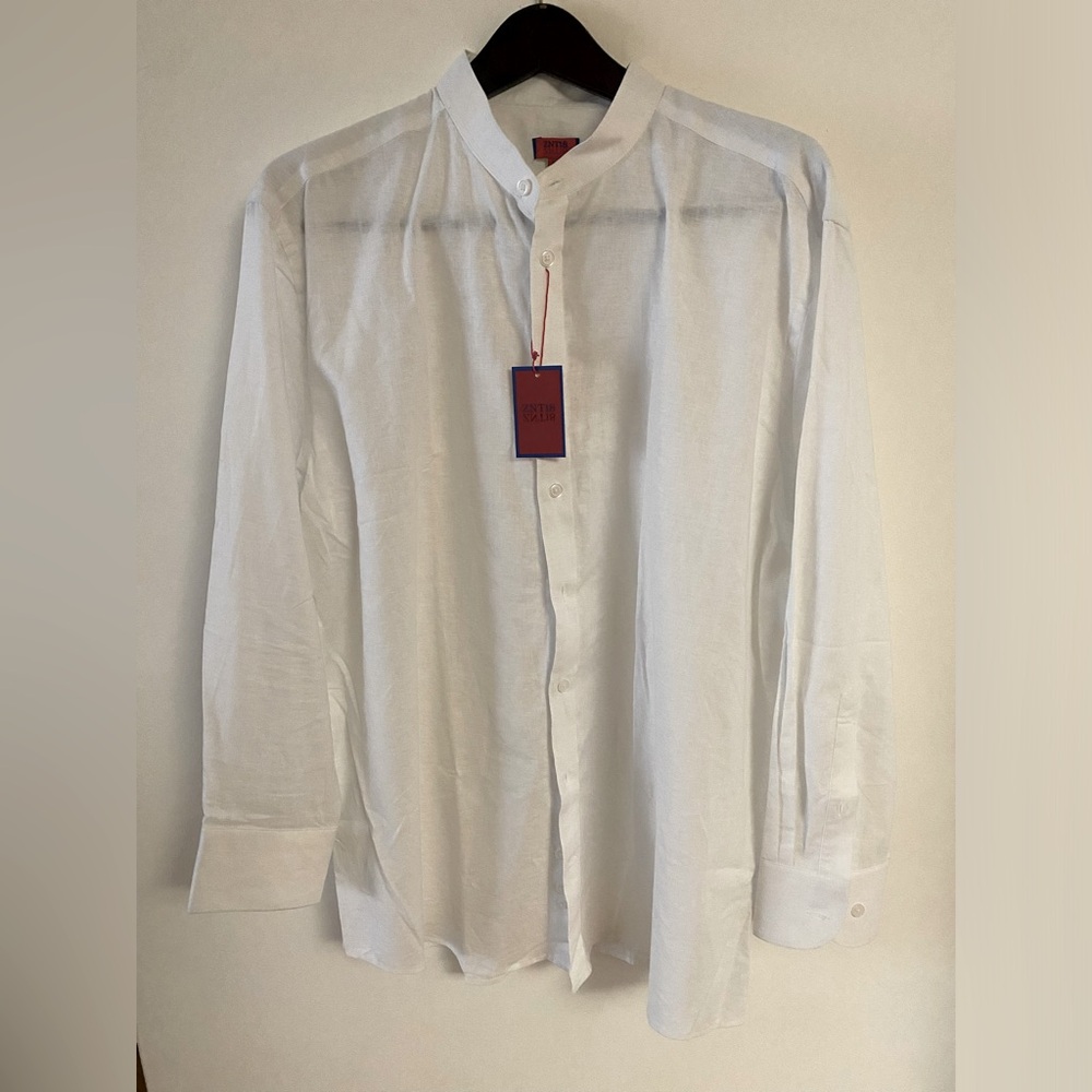 ZNT 18 Collarless Cotton Linen Shirt